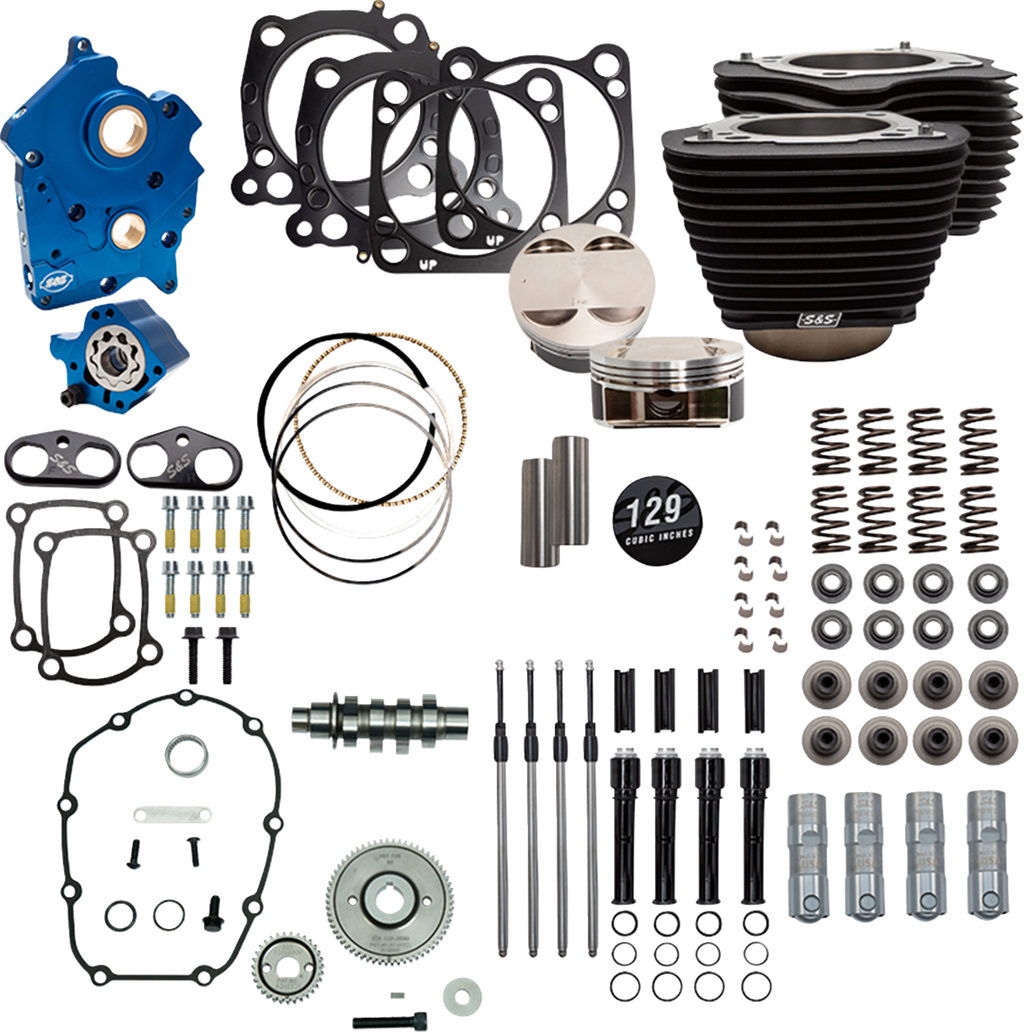 S&S CYCLE 129" Power Pack - 550 Gear Drive - Oil Cooled - Wrinkle Black w/Highlight Fins - 107" M8 310-1224C — image 2
