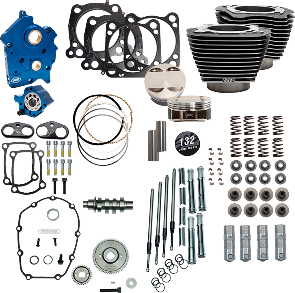 S&S CYCLE 132" Power Pack - 550 Chain Drive - Water Cooled - Wrinkle Black w/Highlight Fins - 114"/117" M8 310-1229C — image 2