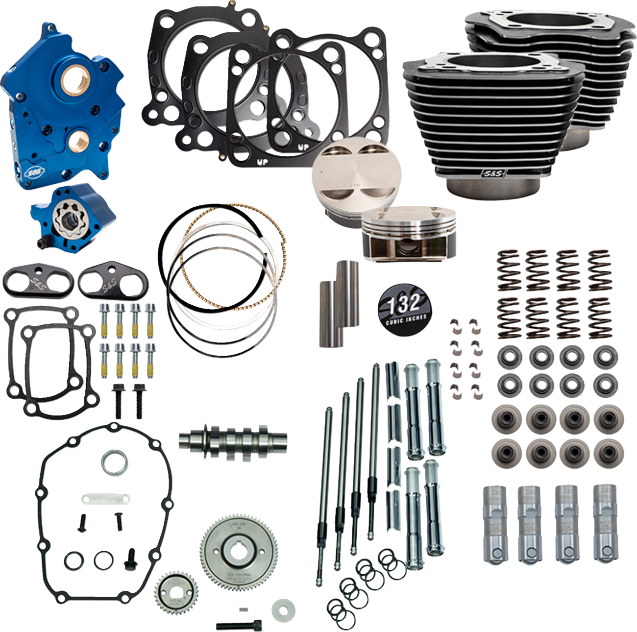 S&S CYCLE 132" Power Pack - 550 Chain Drive - Water Cooled - Wrinkle Black w/Highlight Fins - 114"/117" M8 310-1229C — image 2