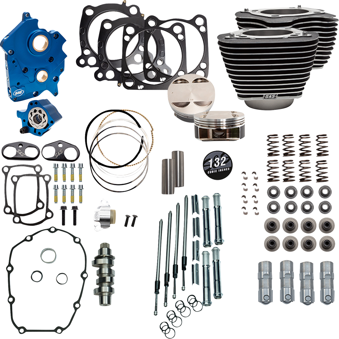 S&S CYCLE 132" Power Pack - 550 Chain Drive - Oil Cooled - Wrinkle Black w/Highlight Fins - 114"/117" M8 310-1231C — image 1