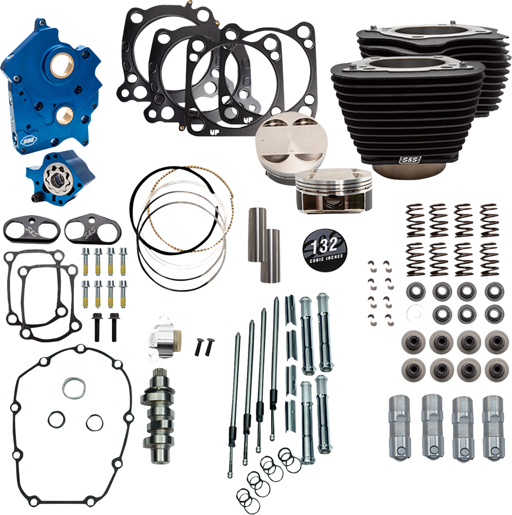 S&S CYCLE 132" Power Pack - 550 Chain Drive - Oil Cooled - Black w/o Highlight Fins - 114"/117" M8 310-1233C — image 1