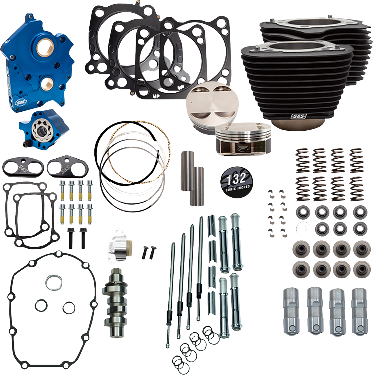 S&S CYCLE 132" Power Pack - 550 Chain Drive - Oil Cooled - Black w/o Highlight Fins - 114"/117" M8 310-1233C — image 1