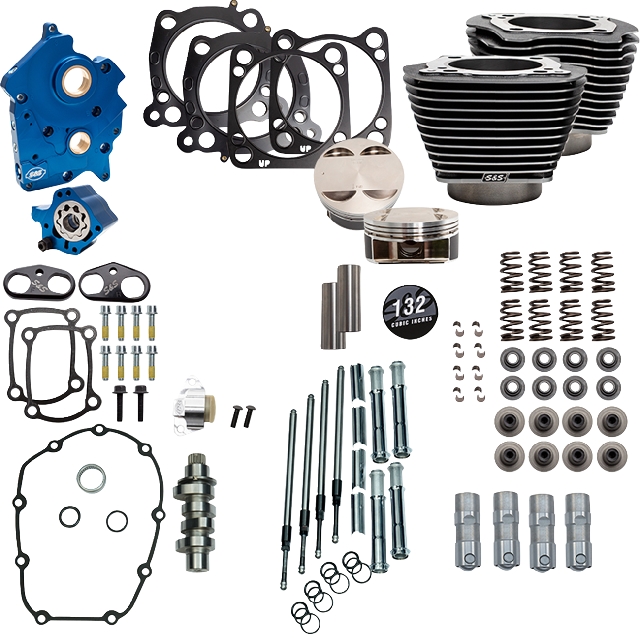 S&S CYCLE 132" Power Pack - 550 Chain Drive - Water Cooled - Black Granite w/Highlight Fins - 114"/117" M8 310-1235C — image 1