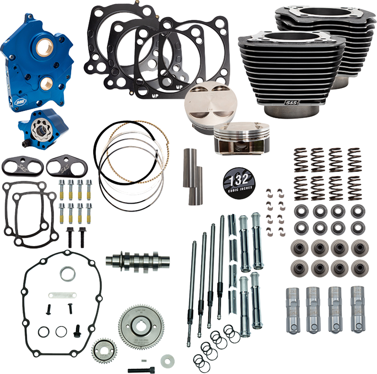 S&S CYCLE 132" Power Pack - 550 Gear Drive - Water Cooled - Black Granite w/Highlight Fins - 114"/117" M8 310-1236C — image 1