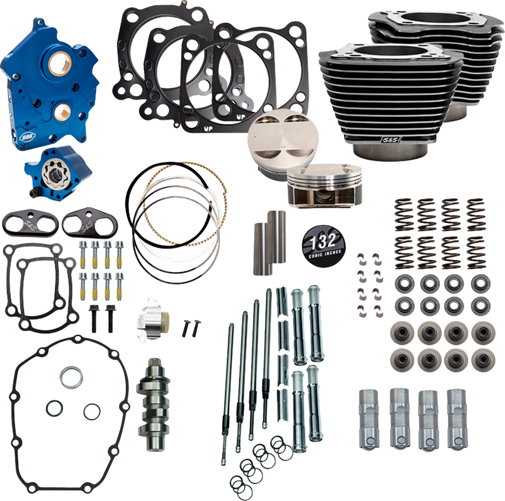 S&S CYCLE 132" Power Pack - 550 Chain Drive - Oil Cooled - Black Granite w/Highlight Fins - 114"/117" M8 310-1237C — image 1