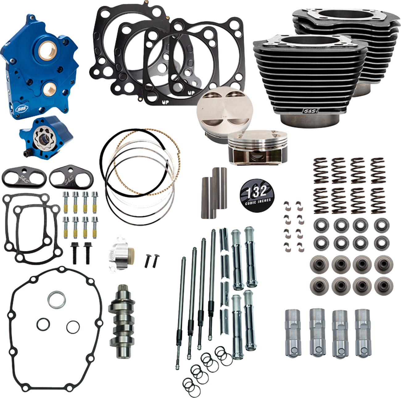 S&S CYCLE 132" Power Pack - 550 Chain Drive - Oil Cooled - Black Granite w/Highlight Fins - 114"/117" M8 310-1237C — image 1