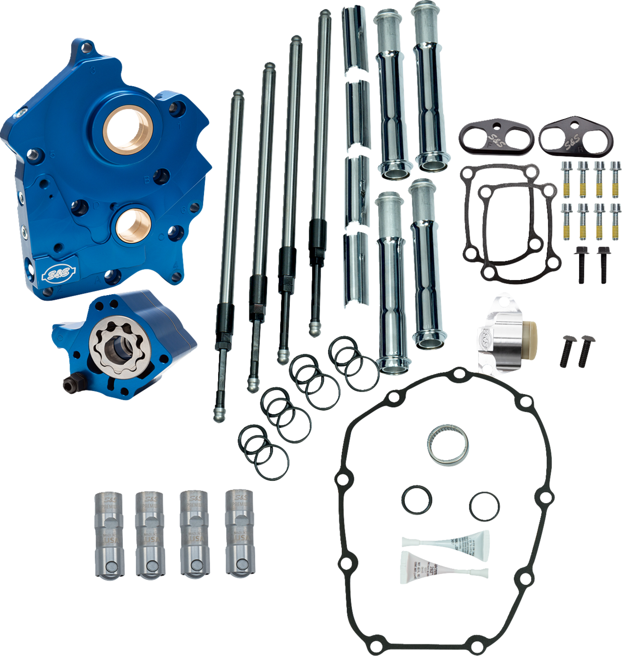S&S CYCLE Cam Chest - Oil Cooled - Chain Drive - Chrome Pushrod Tubes - M8 310-1263A — image 1