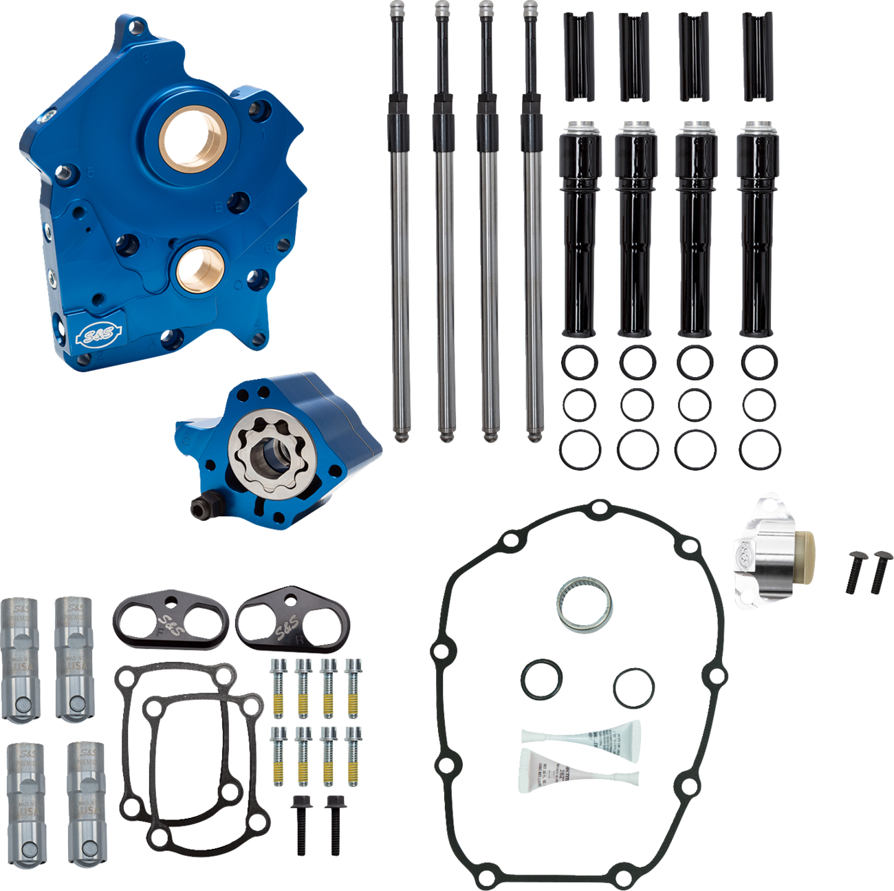 S&S CYCLE Cam Chest - Water Cooled - Chain Drive - Black Pushrod Tubes - M8 310-1264A — image 2