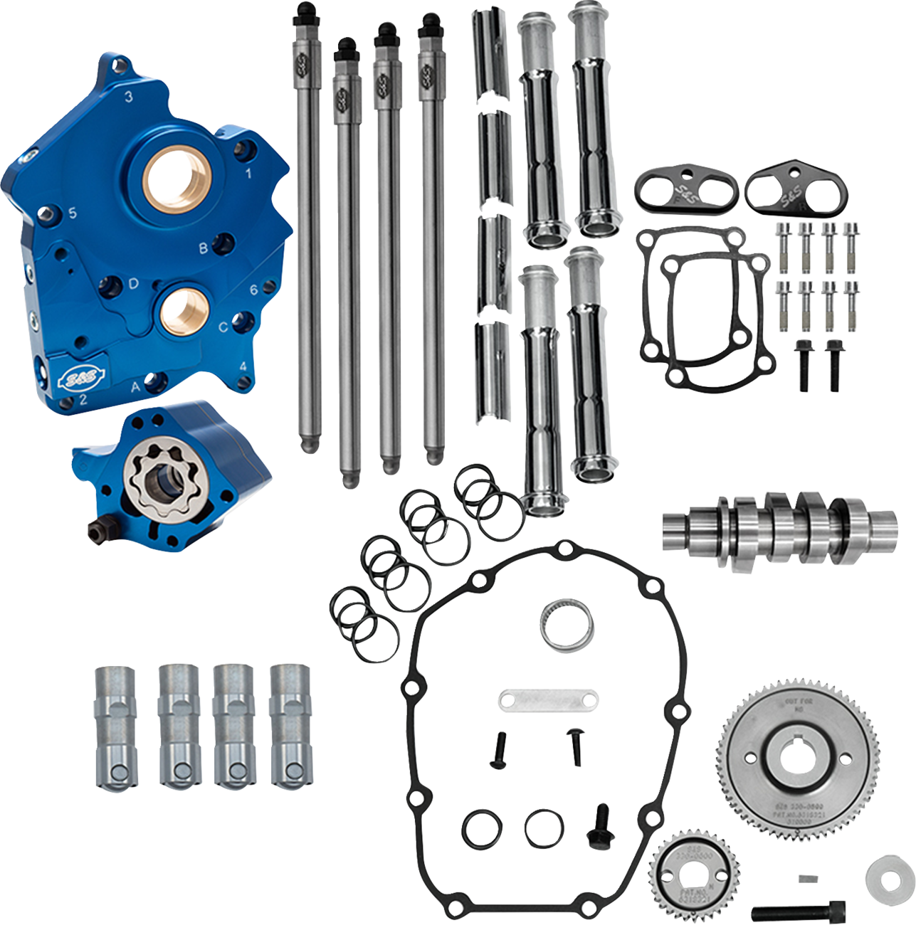 S&S CYCLE Cam Chest Kit - Oil Cooled - Gear Drive - 496 Cam - Chrome Pushrod Tubes - M8 310-1382A — image 1