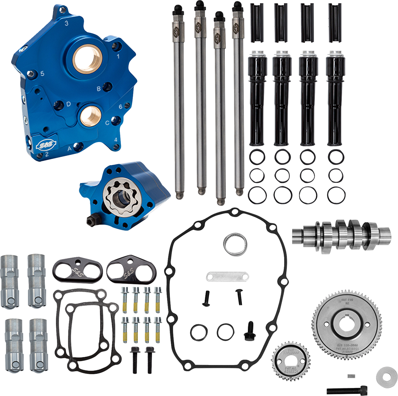 S&S CYCLE Cam Chest Kit - 496 Gear Drive Cam - Oil Cooled - Black Pushtubes - M8 310-1383 — image 1