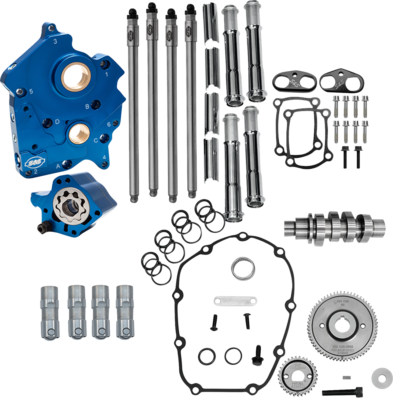 S&S CYCLE Cam Chest Kit - Water Cooled - Gear Drive - 496 Cam - Chrome Pushrod Tubes - M8 310-1386A — image 1
