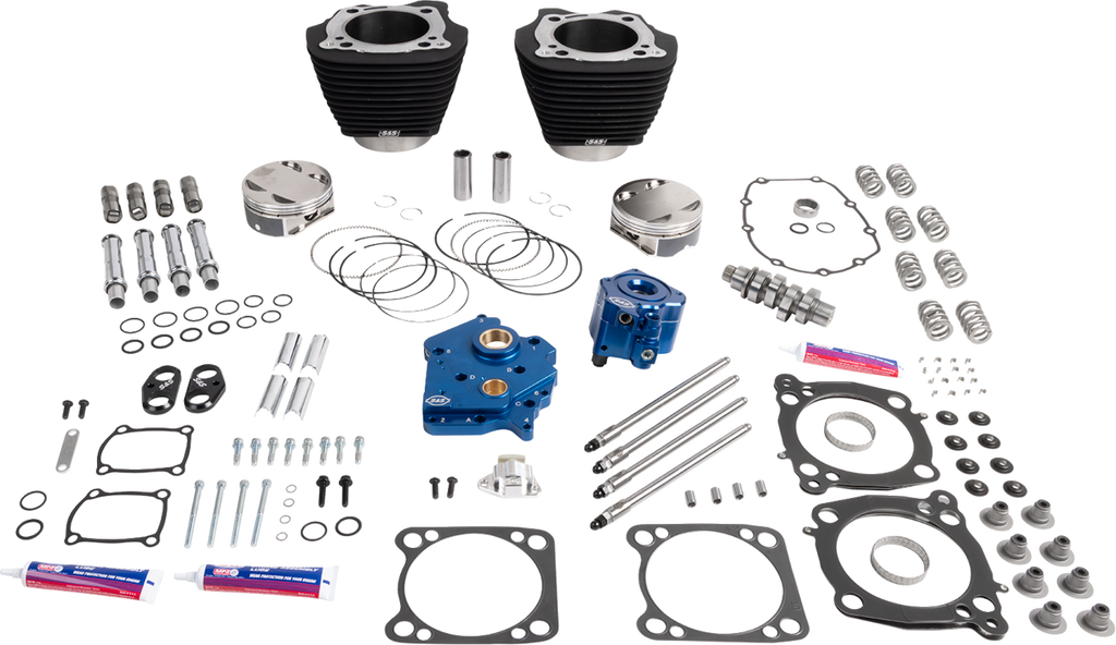 S&S CYCLE 132" Power Package - HPT496 - Chain Drive - Oil Cooled - Black w/o Highlights - 114"/117" M8 310-1389 — image 1