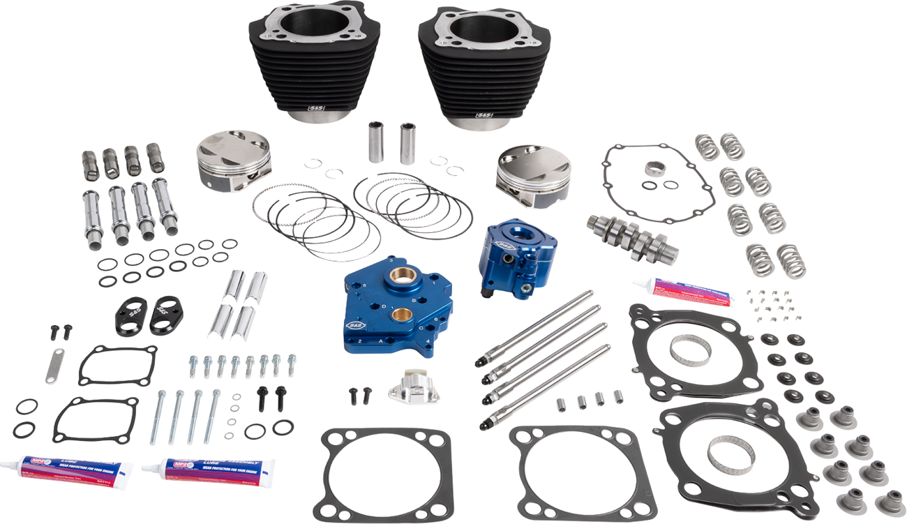 S&S CYCLE 132" Power Package - HPT496 - Chain Drive - Oil Cooled - Black w/o Highlights - 114"/117" M8 310-1389 — image 1
