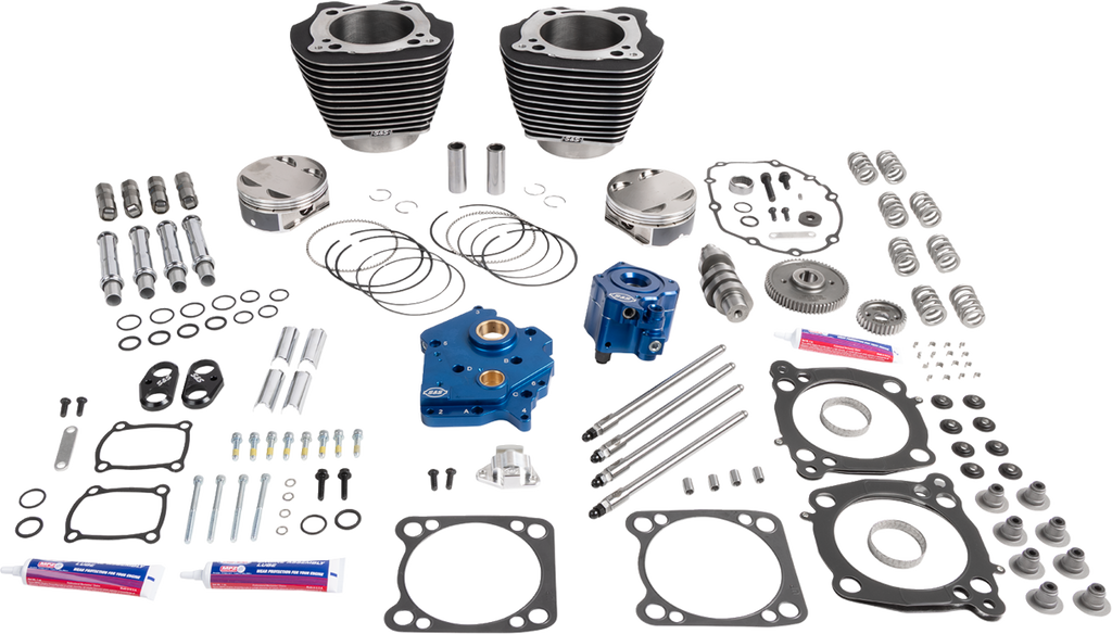S&S CYCLE 132" Power Package - HPT496 - Chain Drive - Oil Cooled - Black with Highlights - 114"/117" M8 310-1390 — image 1
