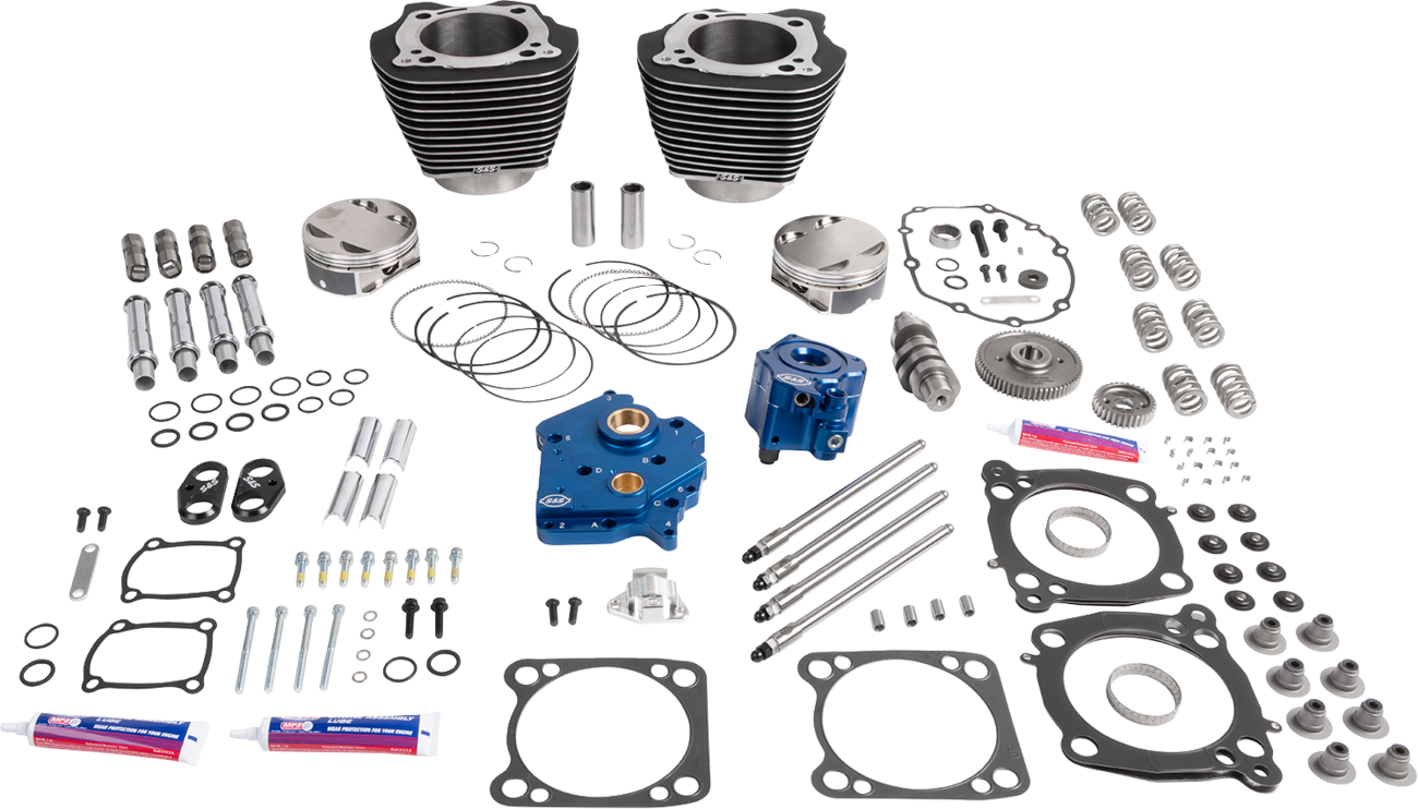 S&S CYCLE 132" Power Package - HPT496 - Chain Drive - Oil Cooled - Black with Highlights - 114"/117" M8 310-1390 — image 1