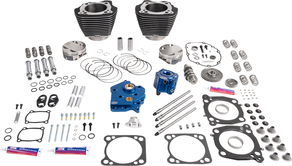 S&S CYCLE 129" Power Package - HPT496 - Chain Drive - Oil Cooled - Black with Highlights - 107" M8 310-1396 — image 1