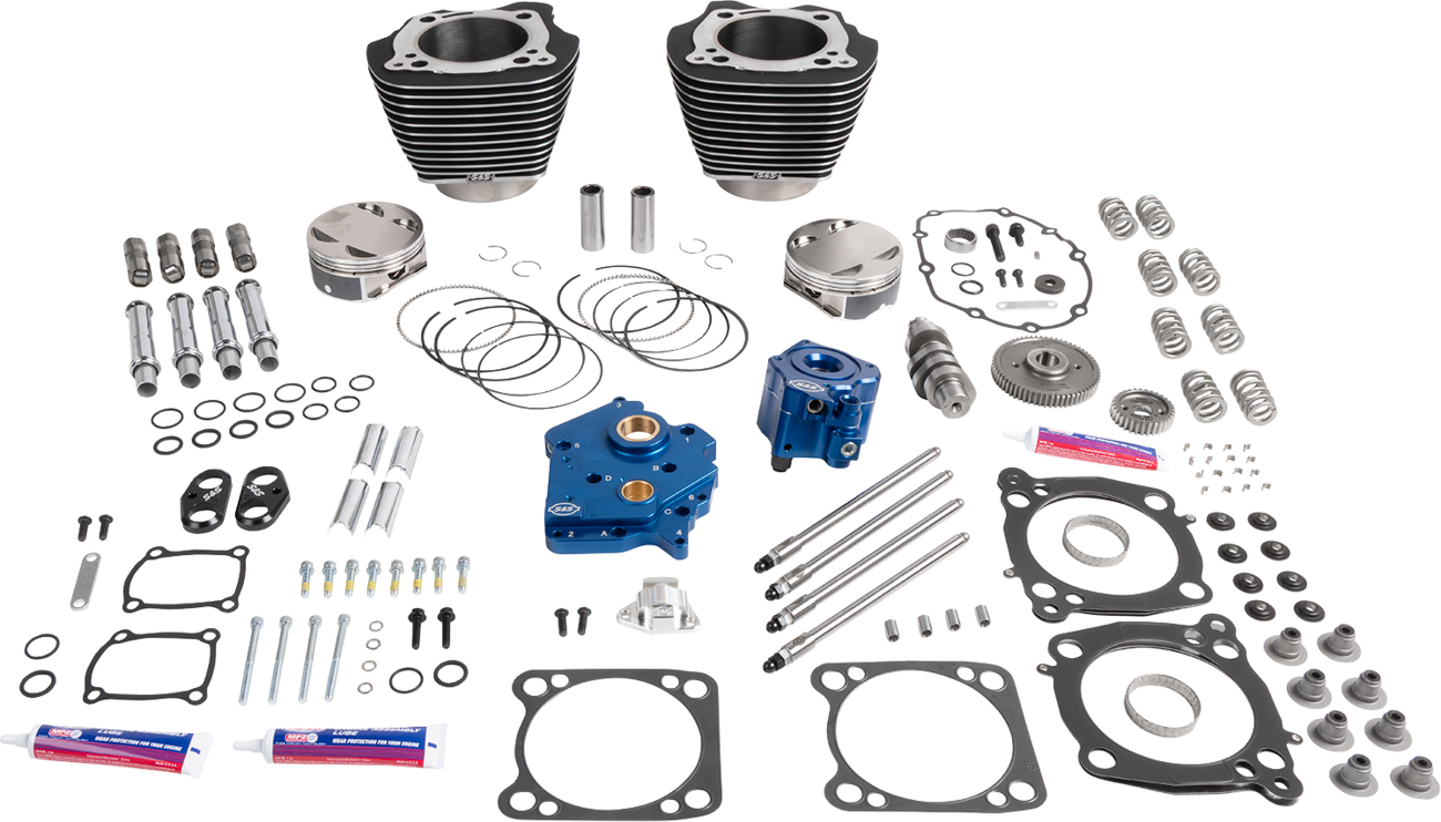 S&S CYCLE 129" Power Package - HPT496 - Chain Drive - Oil Cooled - Black with Highlights - 107" M8 310-1396 — image 1