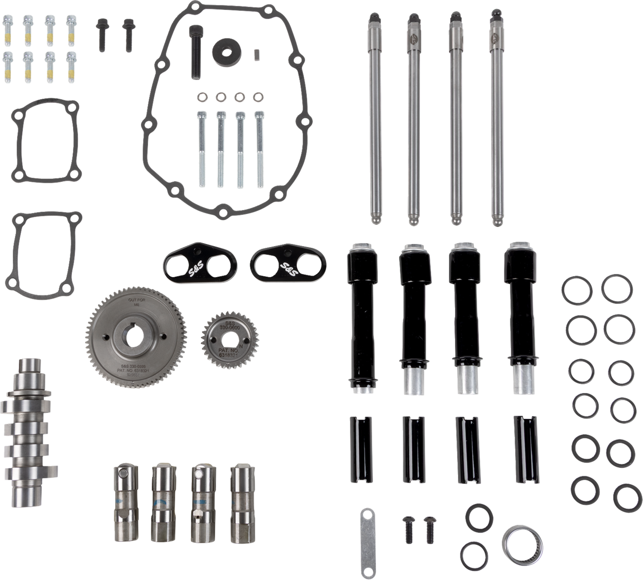 S&S CYCLE Camshaft Kit - 496 Gear Drive - Black Pushrod Tubes - M8 310-1412 — image 1