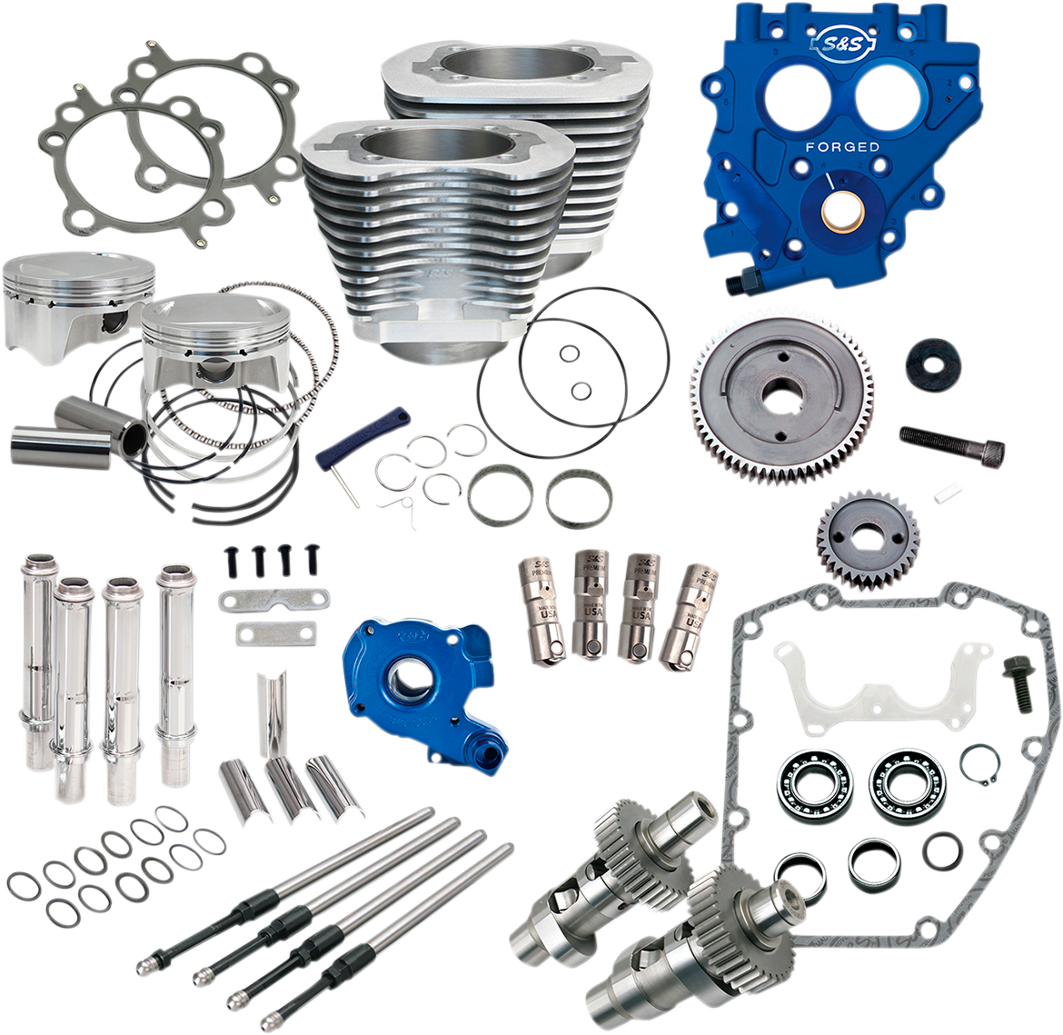 S&S CYCLE 100" Power Package - 585GE - Gear Drive - Silver - Twin Cam 88 330-0663 — image 1