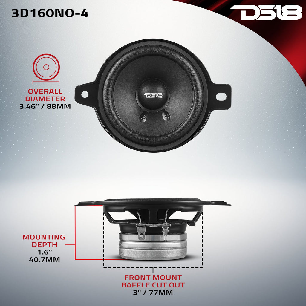 DS18 3D160NO-4 3" OEM Dashboard Loudspeaker with Neodymium Magnet | 80W RMS 4-Ohm — image 7