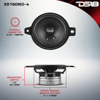 DS18 3D160NO-4 3" OEM Dashboard Loudspeaker with Neodymium Magnet | 80W RMS 4-Ohm — image 7