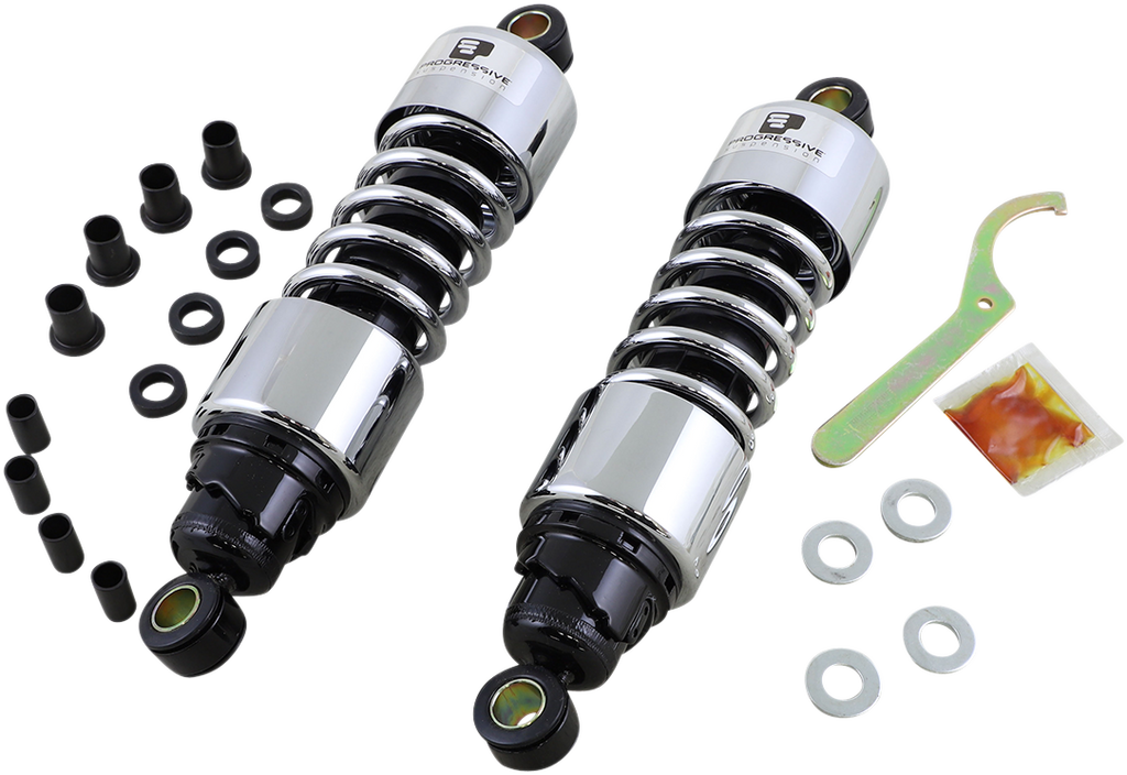 PROGRESSIVE SUSPENSION 412 Series Shock - 11.5" - Standard - Chrome - FLH/T 412-4074C — image 1