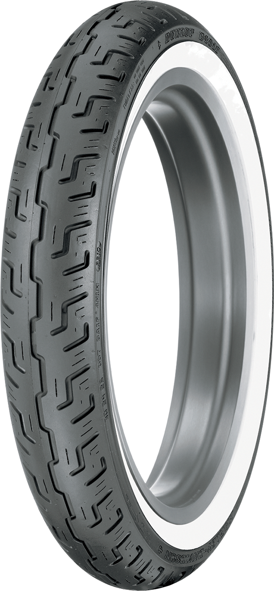 DUNLOP Tire - D401 - Front - 100/90-19 - Wide Whitewall - 57H 45064215 — image 1