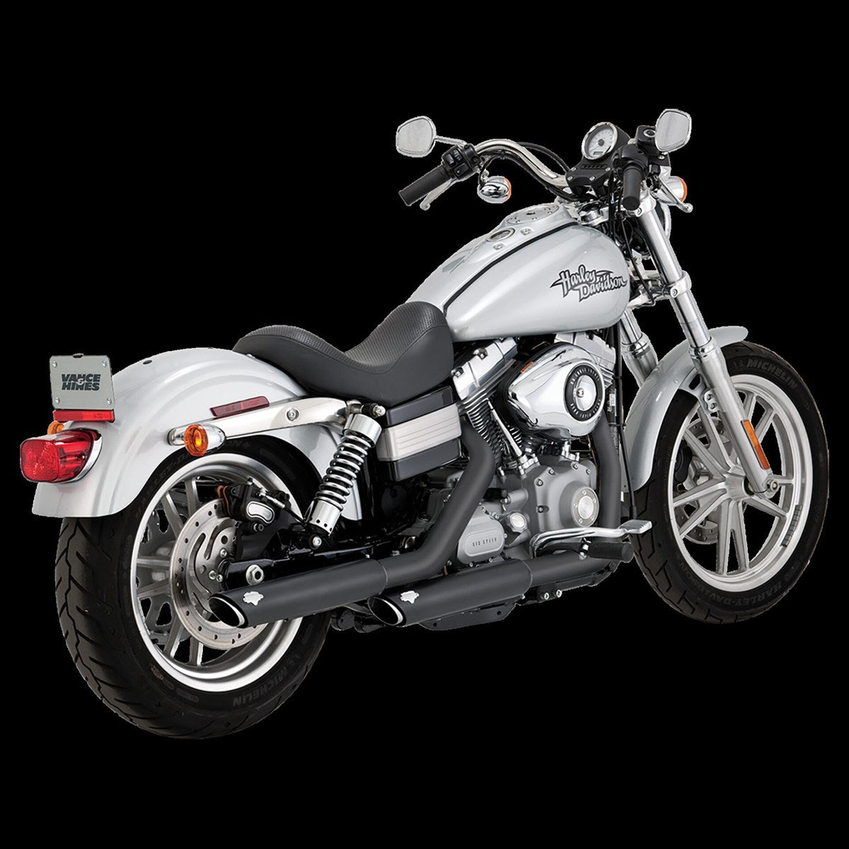 Vance & Hines Twin Slash 3" Slip-ons - Dyna – Black – 46845 — manufacturer image 2