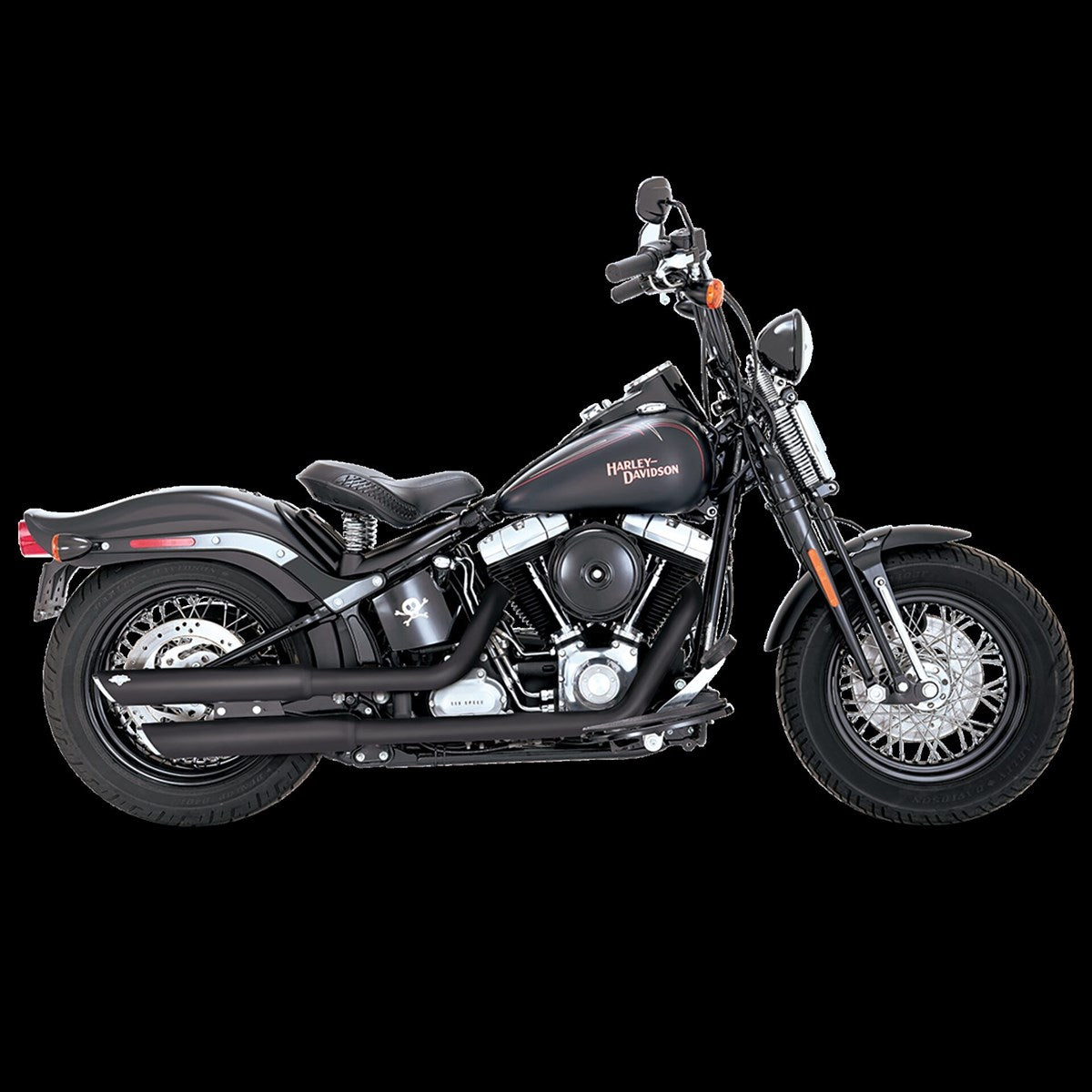 Vance & Hines Twin Slash 3" Slip-ons - Softail – Black – 46343 — manufacturer image 1
