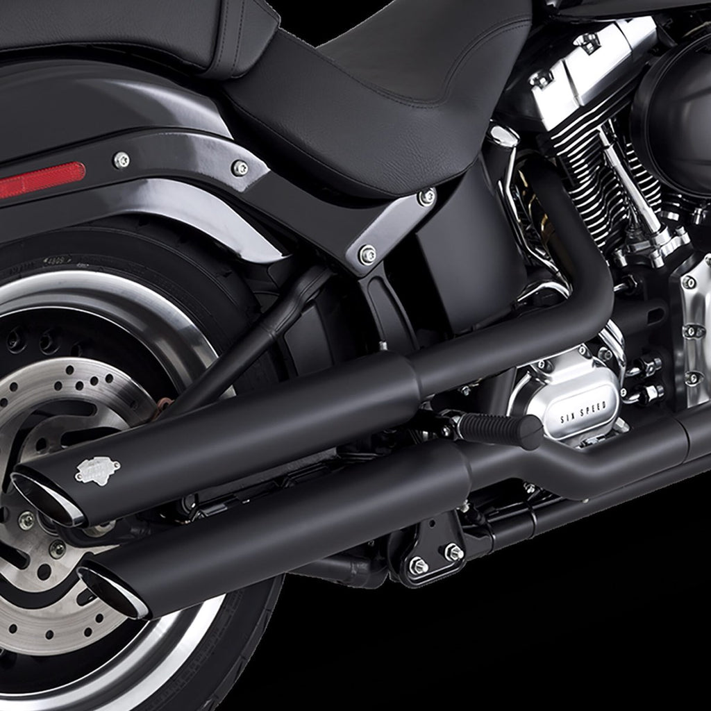Vance & Hines Twin Slash 3" Slip-ons - Softail – Black – 46343 — manufacturer image 2