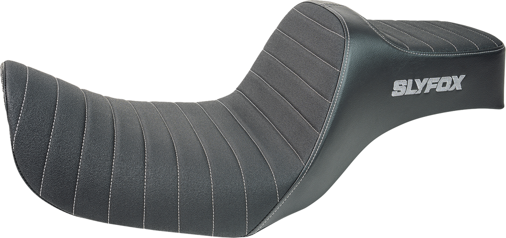 SLYFOX High Noon Seat - Vinyl - Classic Stitch - Gray Logo - Dyna '12-'16 4694B-slyfox — image 1