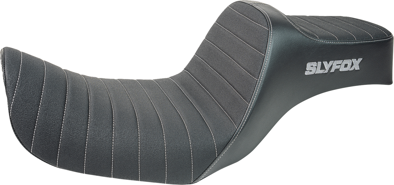 SLYFOX High Noon Seat - Vinyl - Classic Stitch - Gray Logo - Dyna '12-'16 4694B-slyfox — image 1