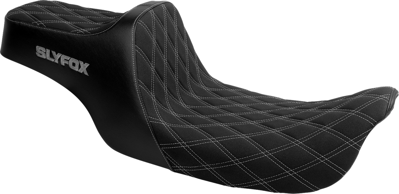SLYFOX High Noon Seat - Double Diamond - Silver Logo - Silver Stitch - FXD/FLD '06-'17 4694D-SlyFox — image 1