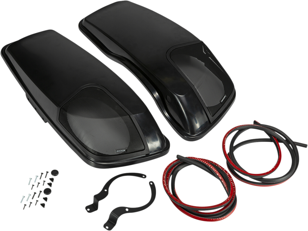 KICKER Speaker Lids - Vivid Black - with Speakers - '14-'23 FLHR/FLHT/FLHX/FLTR 46HDBL69VB — image 1