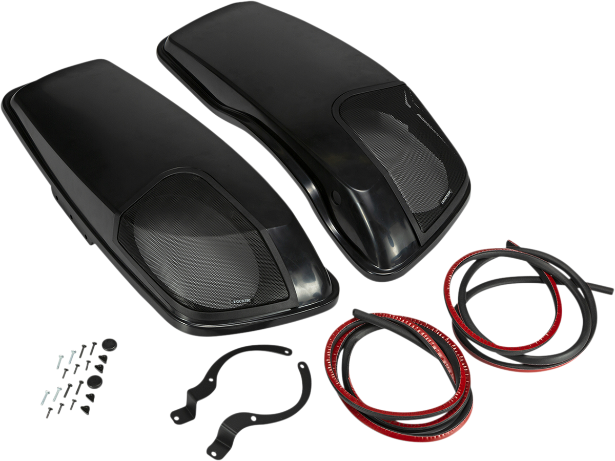 KICKER Speaker Lids - Vivid Black - with Speakers - '14-'23 FLHR/FLHT/FLHX/FLTR 46HDBL69VB — image 1