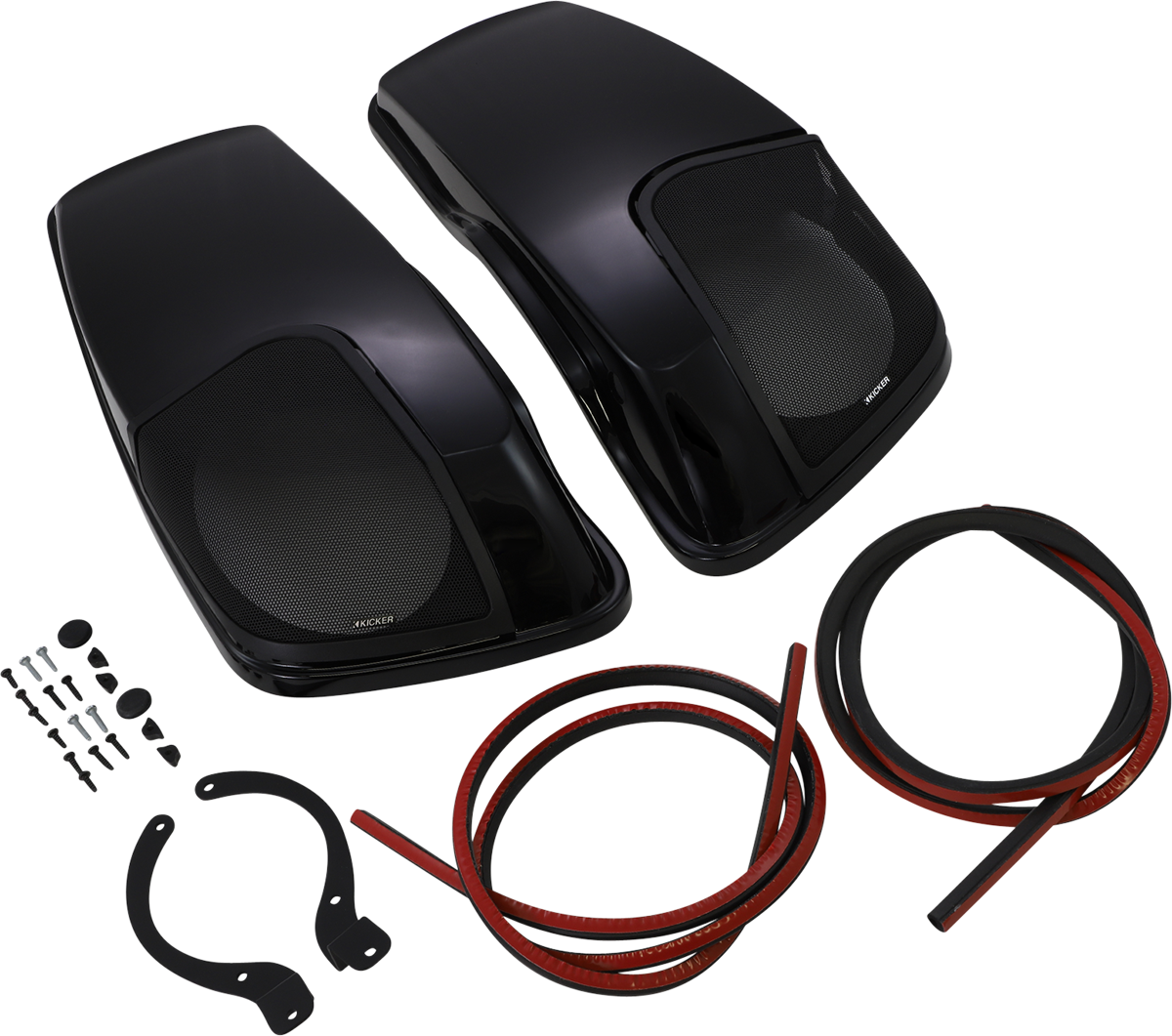 KICKER Speaker Lids - Vivid Black - without Speakers - '14-'23 FLHR/FLHT/FLHX/FLTR 46HDBLVB — image 1