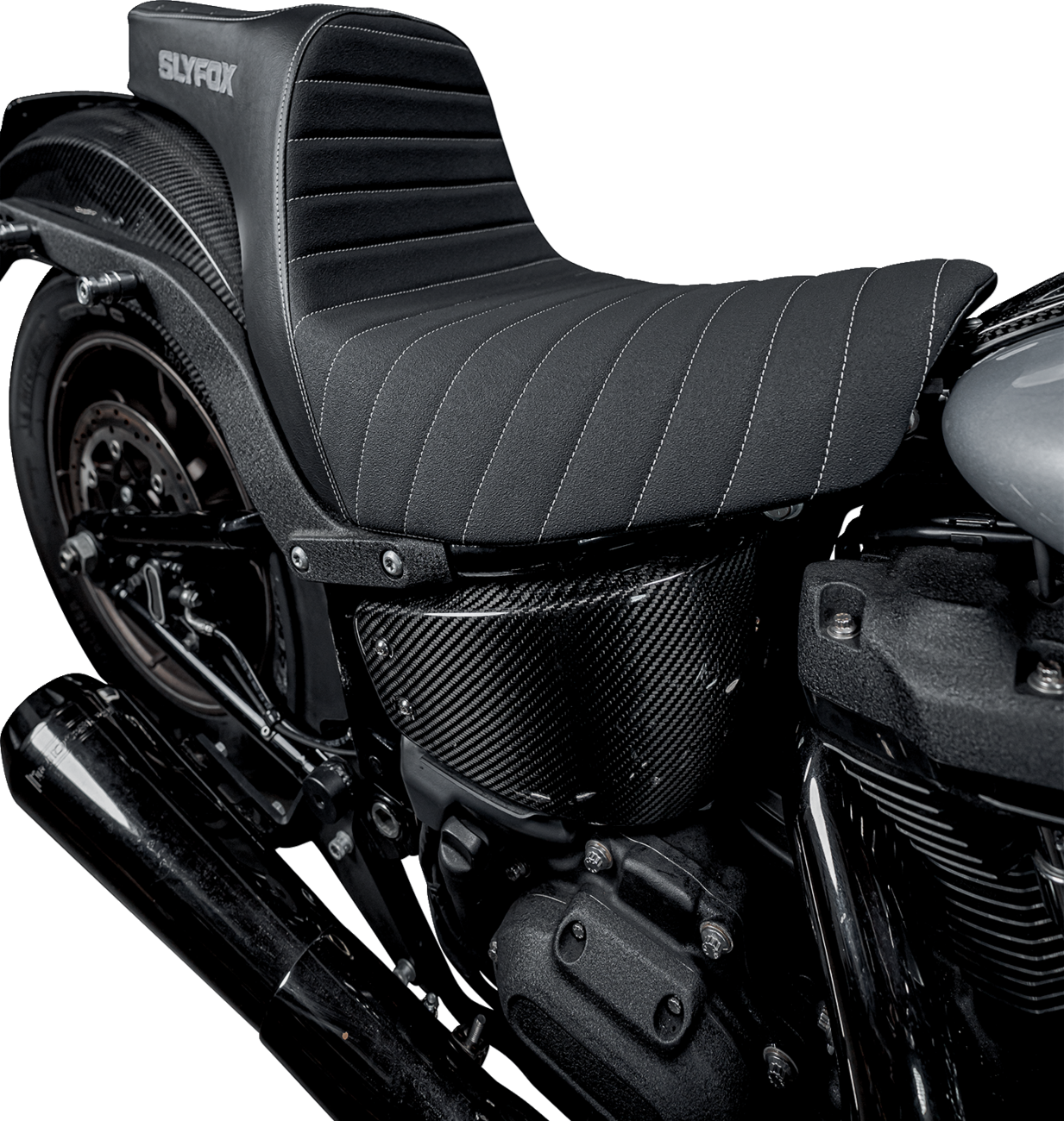 SLYFOX High Noon Seat - Vinyl - Classic Stitch - Silver Logo - FL/FX '18-'24 4701B-slyfox — image 3