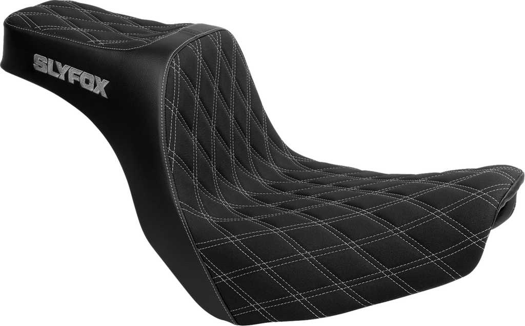 SLYFOX High Noon Seat - Double Diamond - Silver Logo - Silver Stitch - FL/FX '18-'25 4701D-SlyFox — image 1