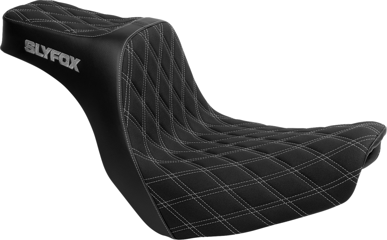 SLYFOX High Noon Seat - Double Diamond - Silver Logo - Silver Stitch - FL/FX '18-'25 4701D-SlyFox — image 1