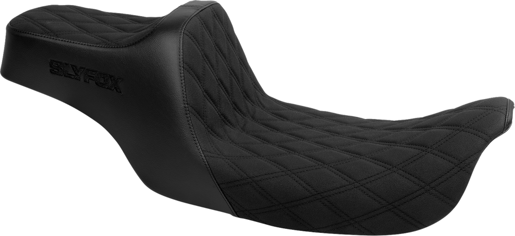 SLYFOX High Noon Seat - Double Diamond - Black Logo - Black Stitch - FLH/FLT '97-'07 4702C-SlyFox — image 1
