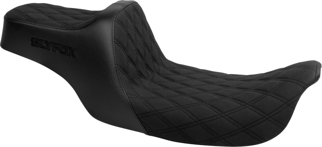 SLYFOX High Noon Seat - Double Diamond - Black Logo - Black Stitch - FLH/FLT '97-'07 4702C-SlyFox — image 1