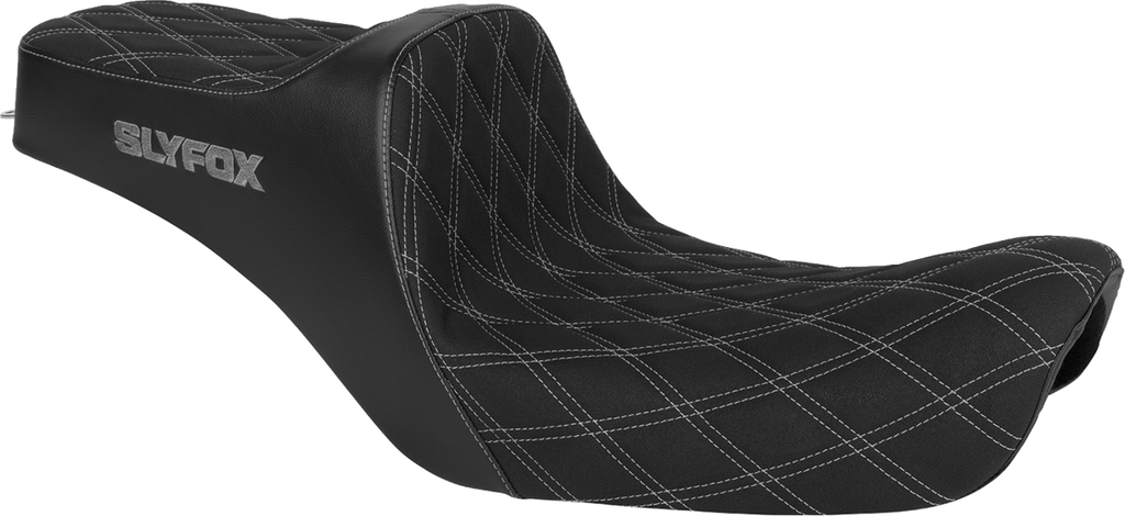 SLYFOX High Noon Seat - Double Diamond - Silver Logo - Silver Stitch - FXD '96-'03 4703D-SlyFox — image 1