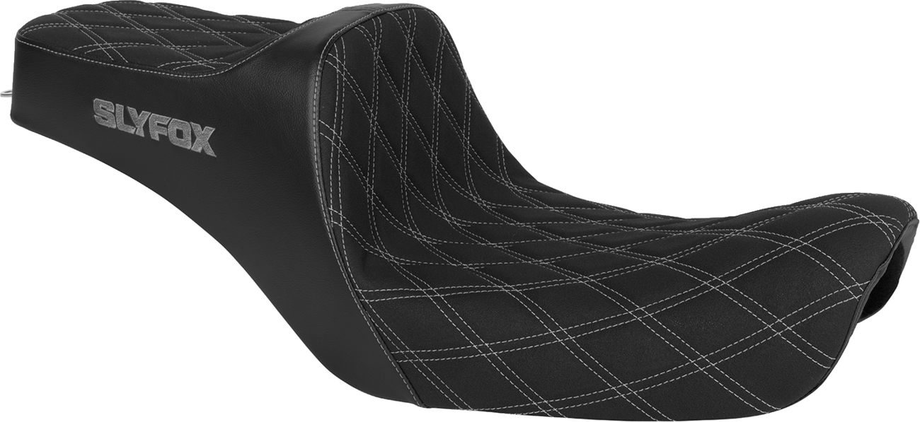 SLYFOX High Noon Seat - Double Diamond - Silver Logo - Silver Stitch - FXD '96-'03 4703D-SlyFox — image 1