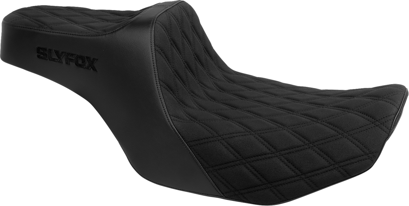 SLYFOX High Noon Seat - Double Diamond - Black Logo - Black Stitch - FLH/FLT '23-'25 4704C-SlyFox — image 1