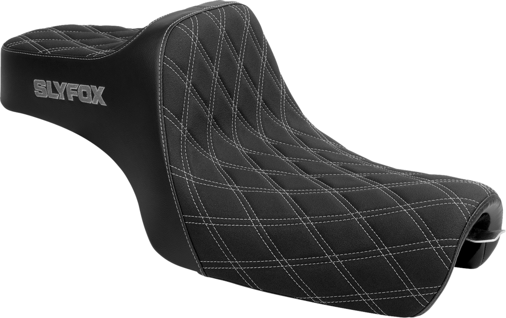 SLYFOX High Noon Seat - Double Diamond - Silver Logo - Silver Stitch - XL '04-'22 4709D-SlyFox — image 1