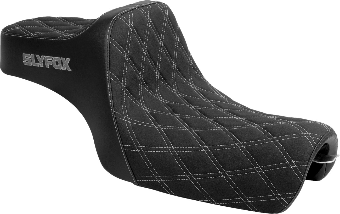 SLYFOX High Noon Seat - Double Diamond - Silver Logo - Silver Stitch - XL '04-'22 4709D-SlyFox — image 1