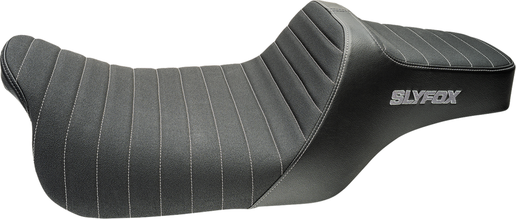 SLYFOX Highnoon Seat - Vinyl - Classic Stitch - Silver Logo - FLH/FLT '08-'24 4710B-SlyFox — image 1