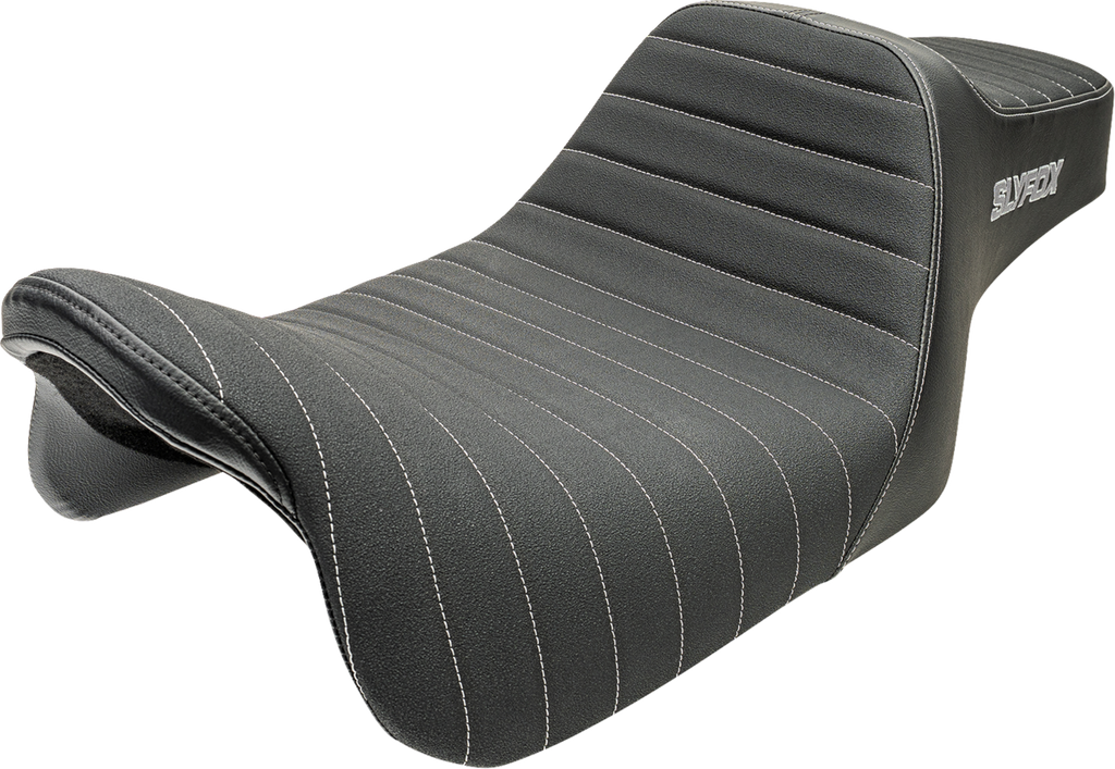 SLYFOX Highnoon Seat - Vinyl - Classic Stitch - Silver Logo - FLH/FLT '08-'24 4710B-SlyFox — image 3