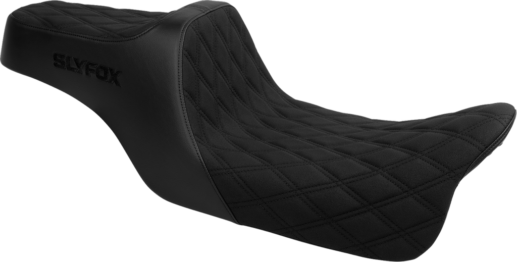 SLYFOX High Noon Seat - Double Diamond - Black Logo - Black Stitch - FLH/FLT '08-'25 4710C-SlyFox — image 1