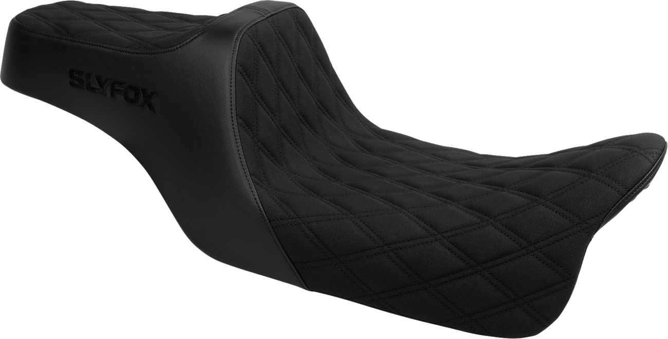 SLYFOX High Noon Seat - Double Diamond - Black Logo - Black Stitch - FLH/FLT '08-'25 4710C-SlyFox — image 1